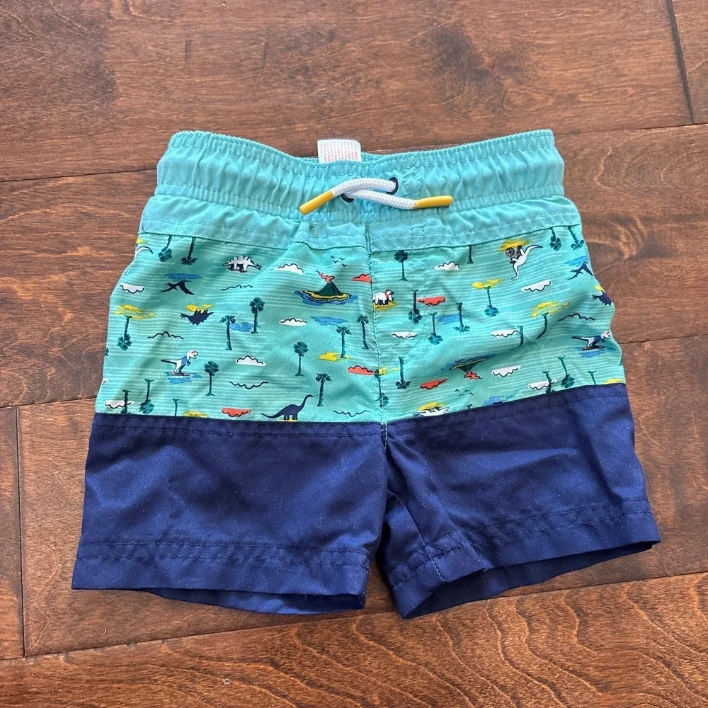 Cat and Jack Boys‎ 18 Month Swimsuit Swim Trunks Lined Blue Green Beach